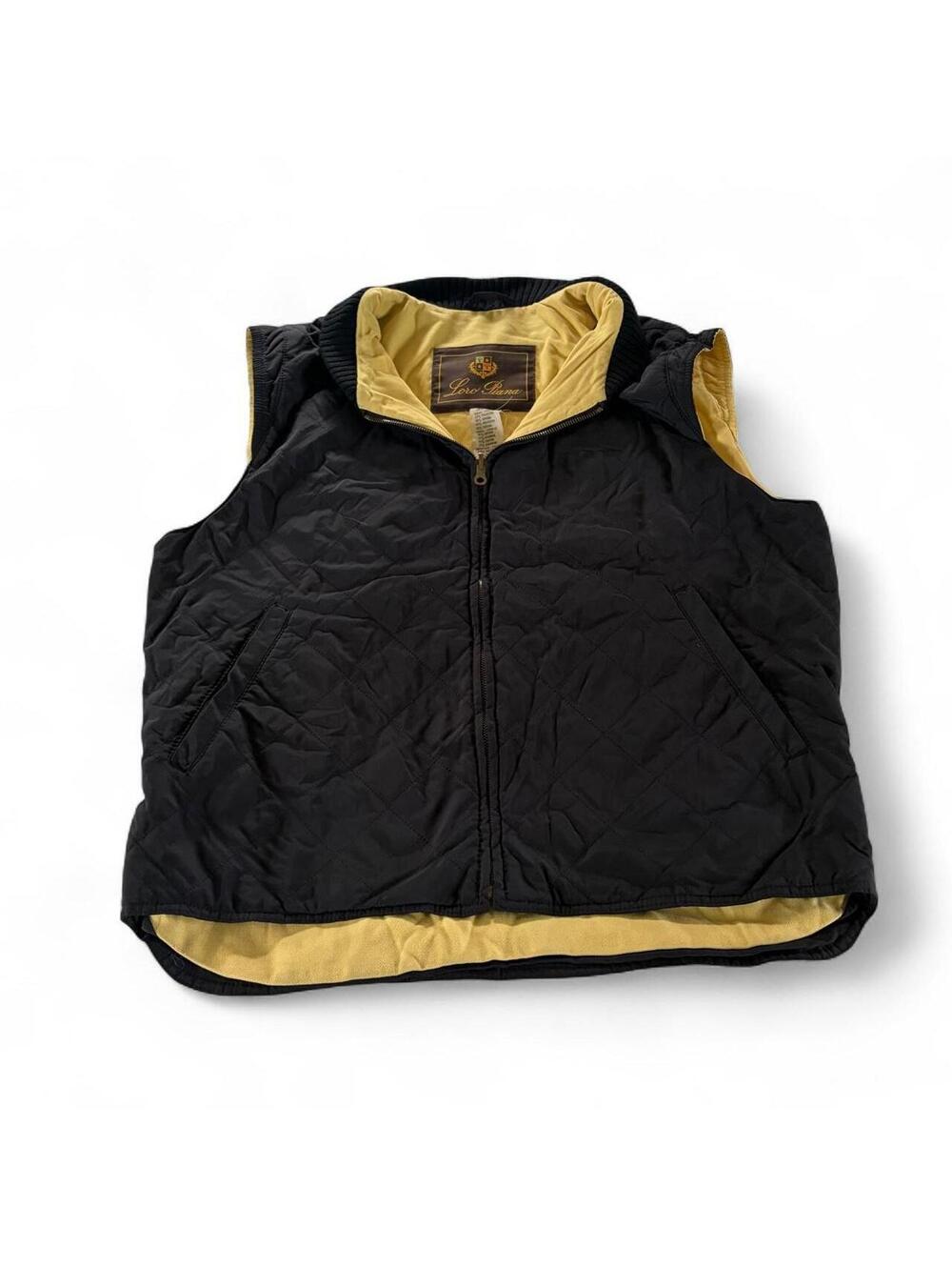 Loro Piana Vintage Navy Quilted Cashmere Lined Vest Size L-XL